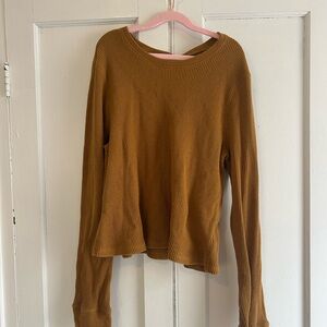 Dark marigold/mustard Abercrombie & Fitch Long Sleeve Waffle Knit Top